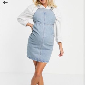 ASOS DESIGN Maternity Overalls Dress in Midwash Blue